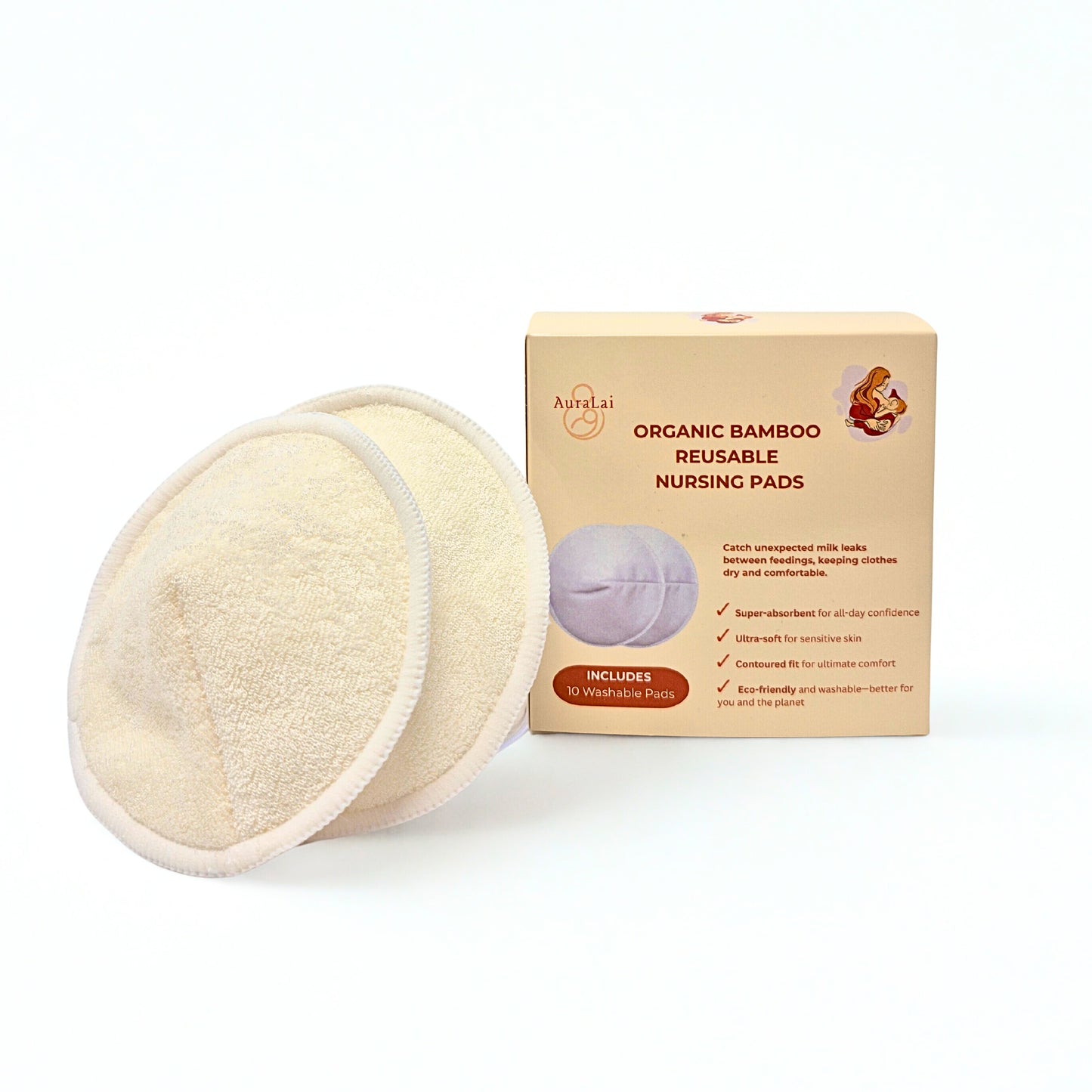 Organic Bamboo Reusable Nursing Pads - Auralai