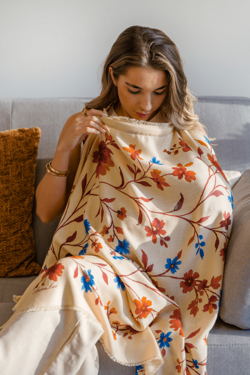 Aura Cashmere Breastfeeding Cover - Autumn Bloom - AuraLai